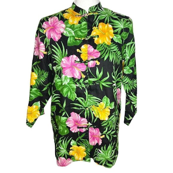 Lauren Ralph Lauren Women’s  100% Linen Button Up Shirt Top Floral Sz PM - Picture 1 of 4